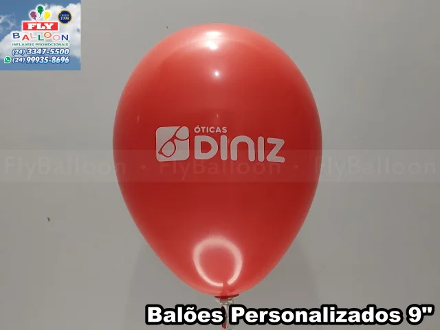 Balões personalizados Óticas Diniz — bexigas promocionais para PDV